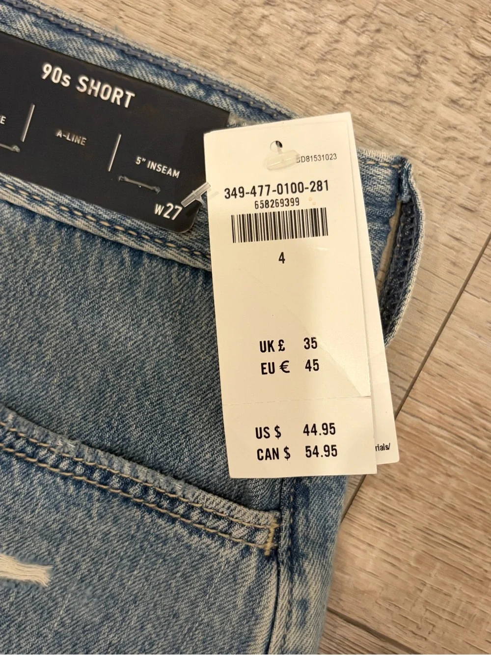 NWT Hollister Ultra High-Rise 90s Denim Shorts Size 4 W27 Distressed